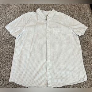 White W/ blue dots button down